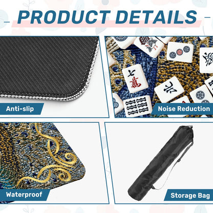 Floral Elegant Peacock Faux Needlepoint Mahjong Mat - Splash of Color Co.