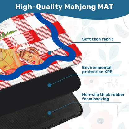 The Real Mahj Wives Red Gingham Nostalgic Mahjong Mat - Splash of Color Co.