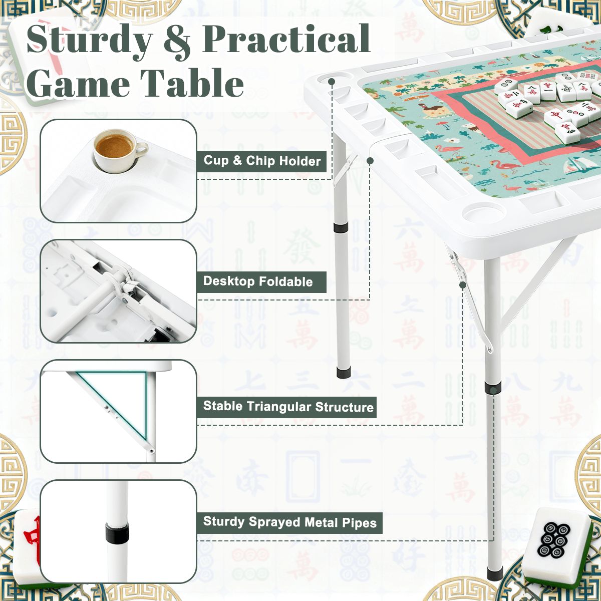 Florida Sunshine State Mini Mahj Mat And Foldable Mahjong Table - Splash of Color Co.