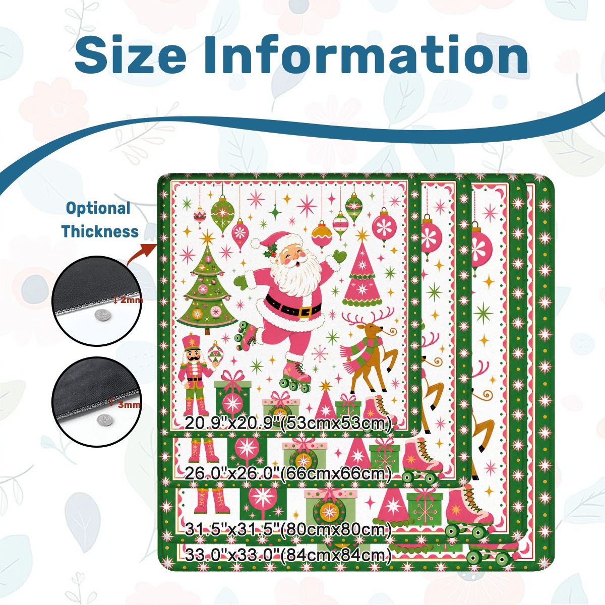 Whimsy Santa Rollerskating, Christmas Mahjong Mat
