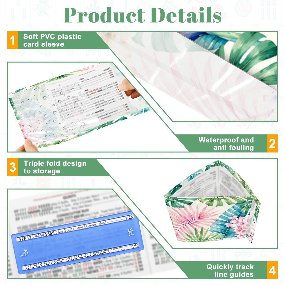 Tropical Jungle Pastel Paradise 4 Mahjong Card Holder with Line Finder