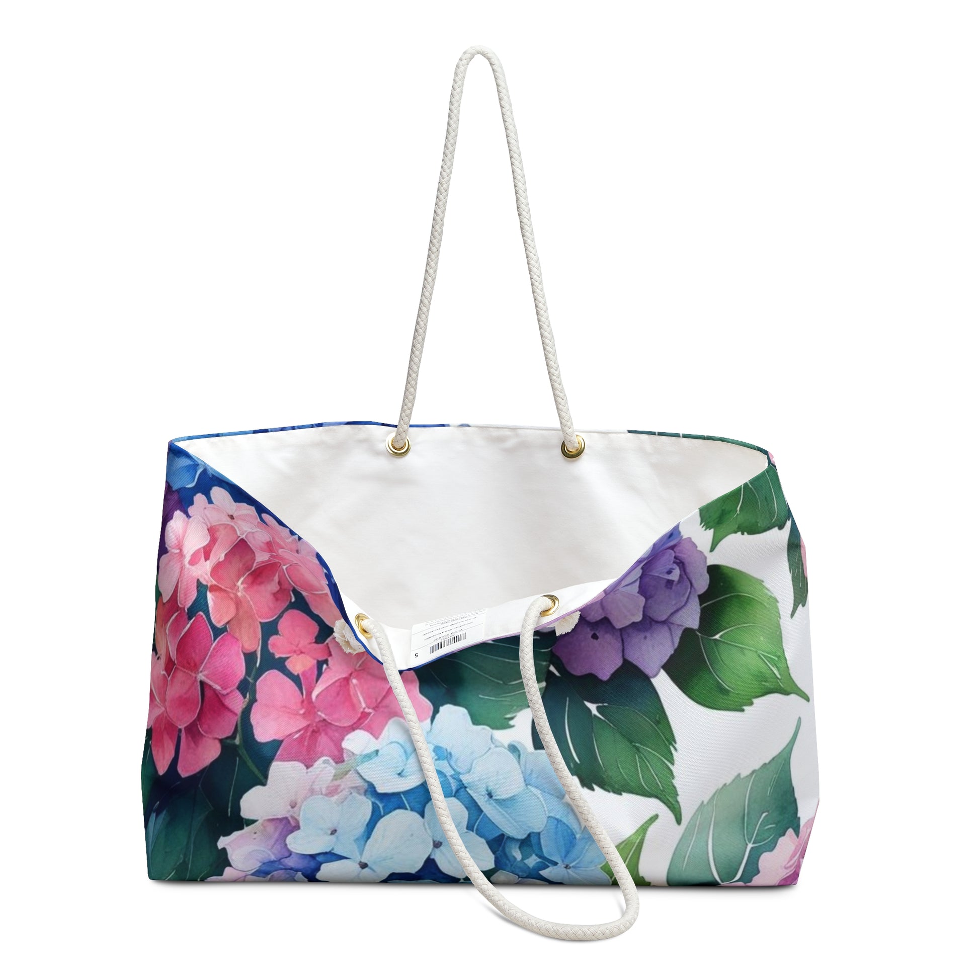 Hydrangea Floral Mahjong Tote Bag Weekender Bag | Watercolor Blue Pink Purple - Splash of Color Co.