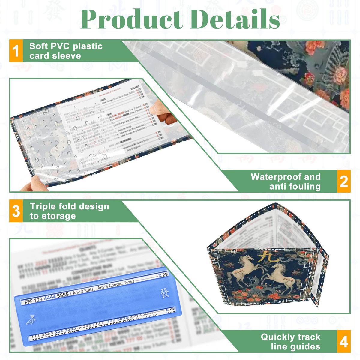 Year Of The Fire Horse 2026 4 Mahjong Card Holder with Line Finder - Splash of Color Co.