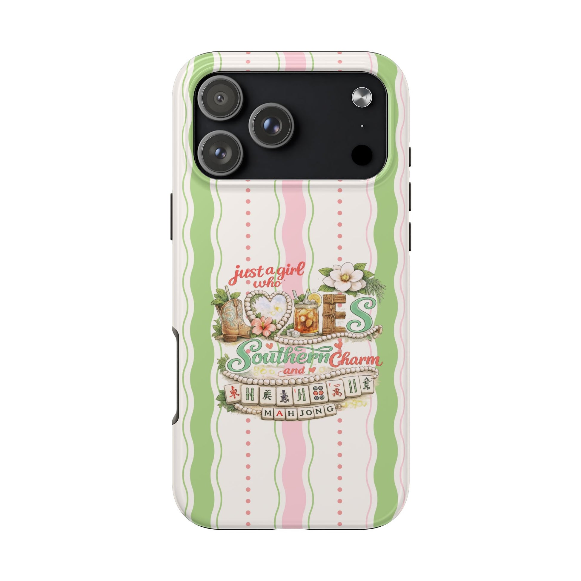 Just a Girl, Who Loves Southern Charm and Mahjong Preppy Pastel Phone Cases - Splash of Color Co.