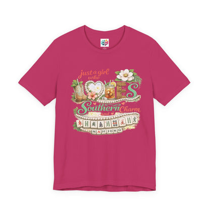 Just a Girl Who Loves Southern Charm Mahjong tee | Floral Mahjong Tiles Shirt - Splash of Color Co.