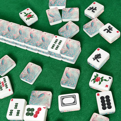 Pretty Pastel Peacock Chinoiserie Cherry Blossom American Mahjong Tiles And Carry Case Bundle - Splash of Color Co.