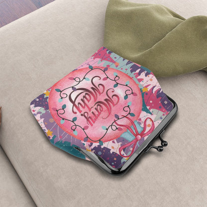 Mahjong Christmas Whimsical Merry Mahj Women's Leather Kiss Lock Coin Purse