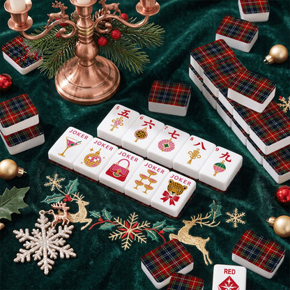 Christmas Plaid Glam Holiday Christmas Mahjong Tiles And Carry Case