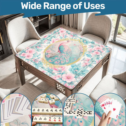 Pretty Pastel Peacock Chinoiserie Blossoms Mahjong Mat - Splash of Color Co.