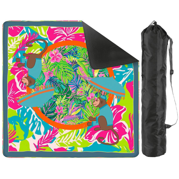 Lime In The Coconut Tropical Oasis Monkey Mahjong Mat - Splash of Color Co.