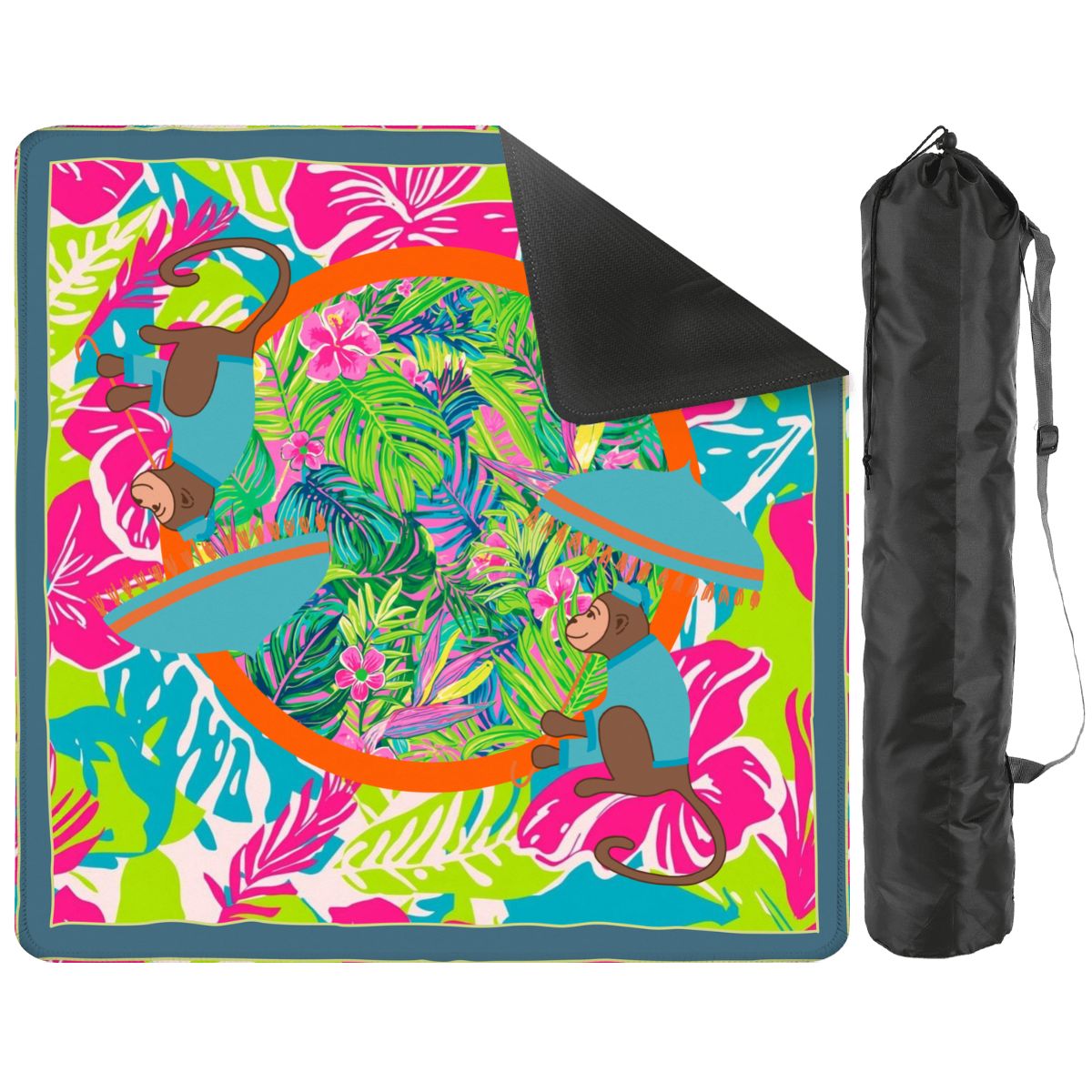 Lime In The Coconut Tropical Oasis Monkey Mahjong Mat - Splash of Color Co.