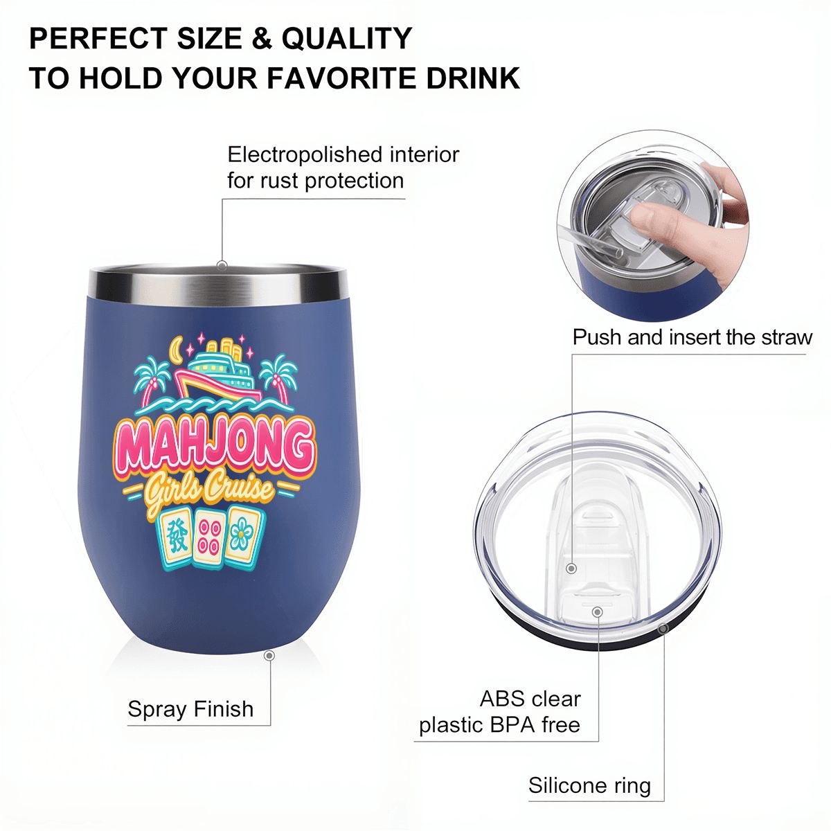 Mahjong Girls Cruise Egg - Shaped Tumbler - Splash of Color Co.