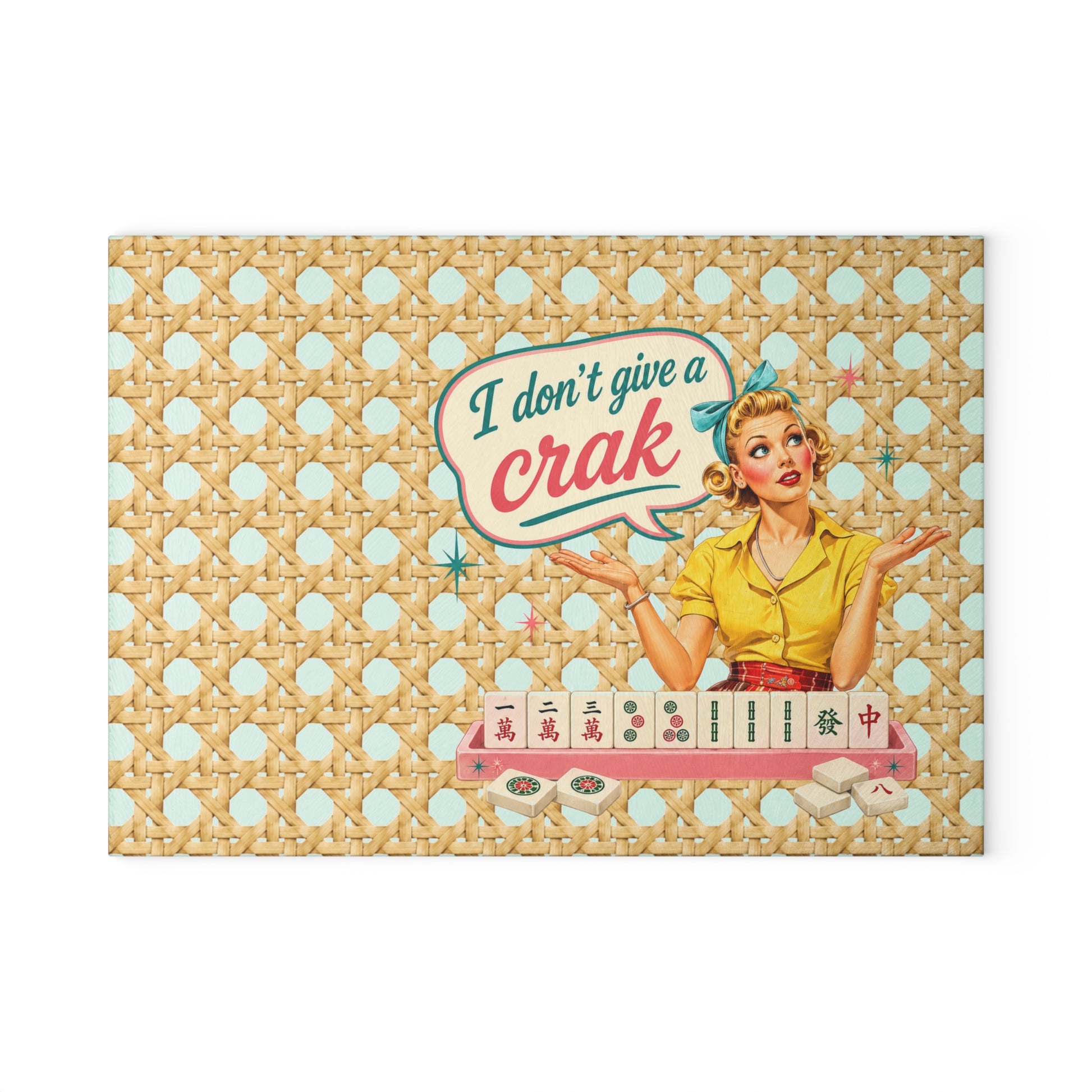 I Don't Give a Crak Mahjong Entertaining Glass Cutting Board - Splash Of Mahj And Color Co.