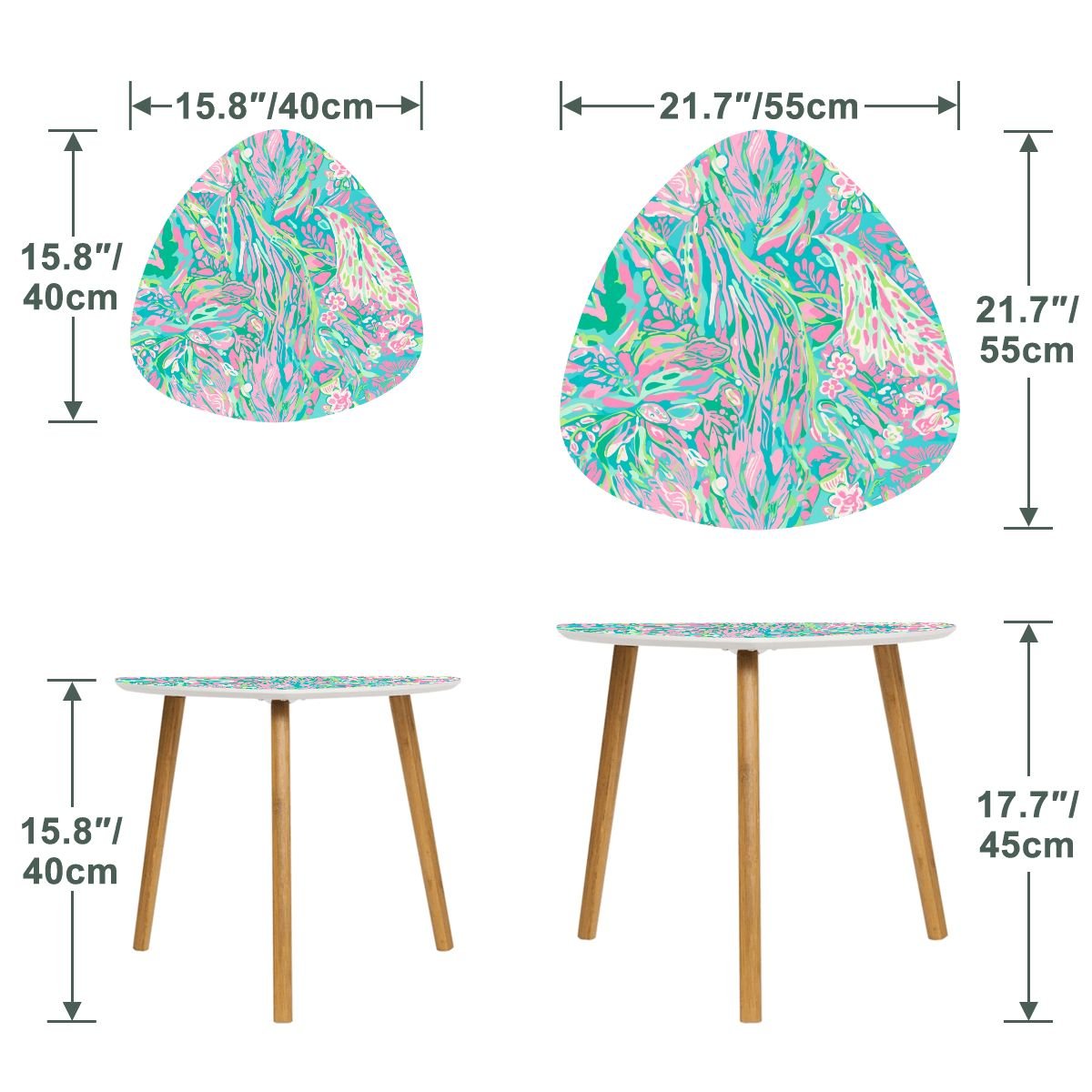Preppy Pastel Watercolor Tropical Modern Nesting Tables - Splash of Color Co.
