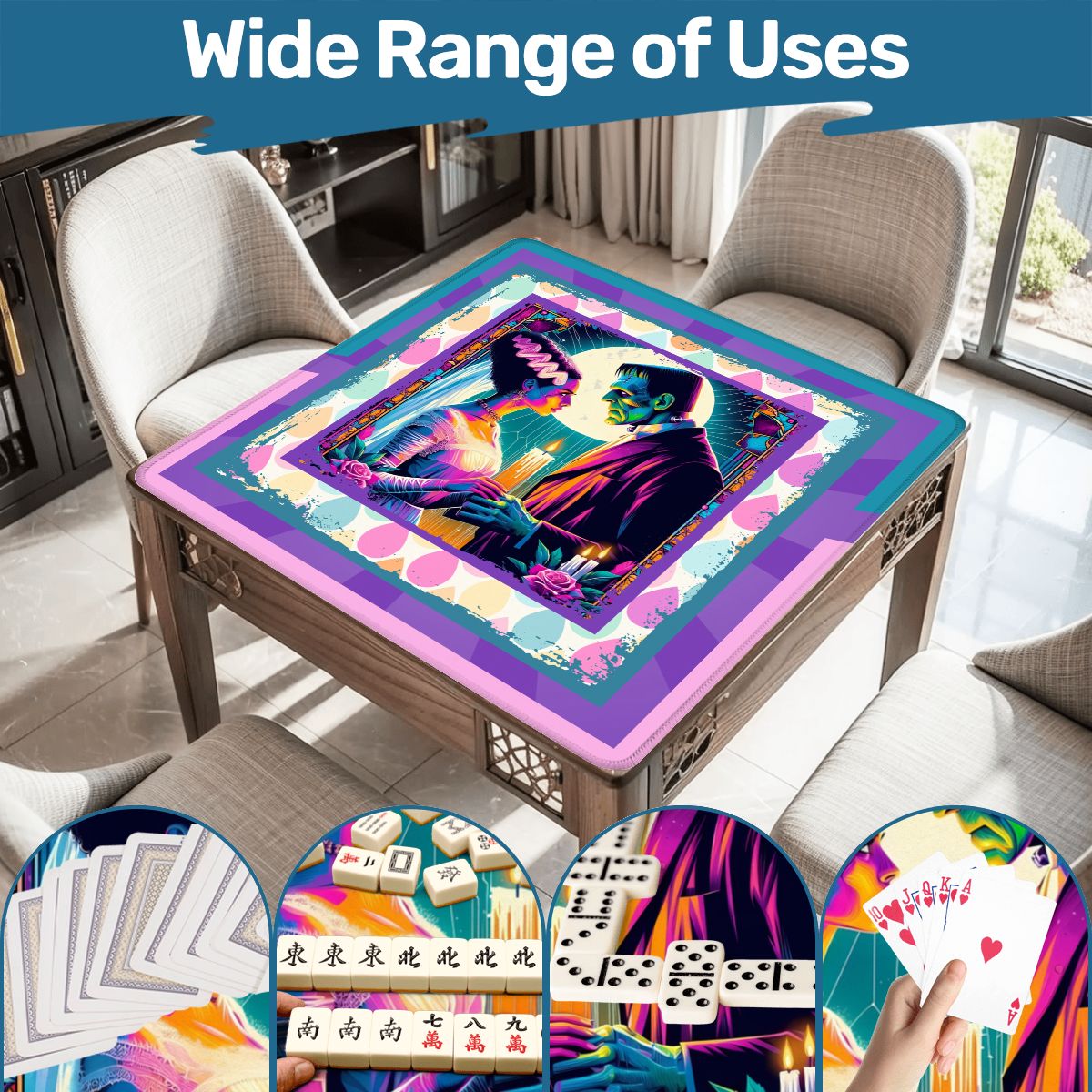 Sci - Fi Frankenstein And Bride Mahjong Mat - Splash of Color Co.