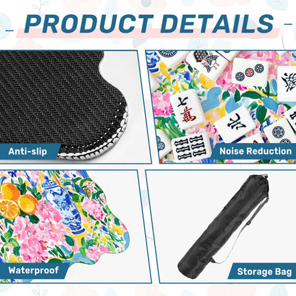 Asian Chinoiserie Tropical Pastel Scalloped Mahjong Mat - Splash of Color Co.