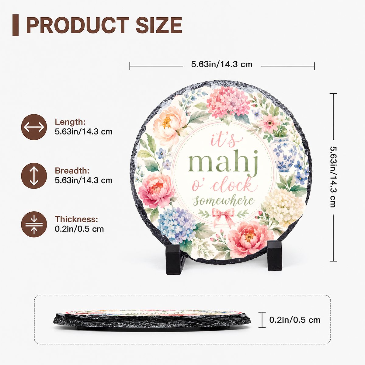It's Mahj O'Clock Somewhere Round Rock Slate Frame