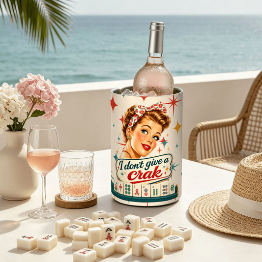 Funny Mahjong, I Don't Give A Crak Stainless Steel Wine Chiller - Splash Of Mahj And Color Co.