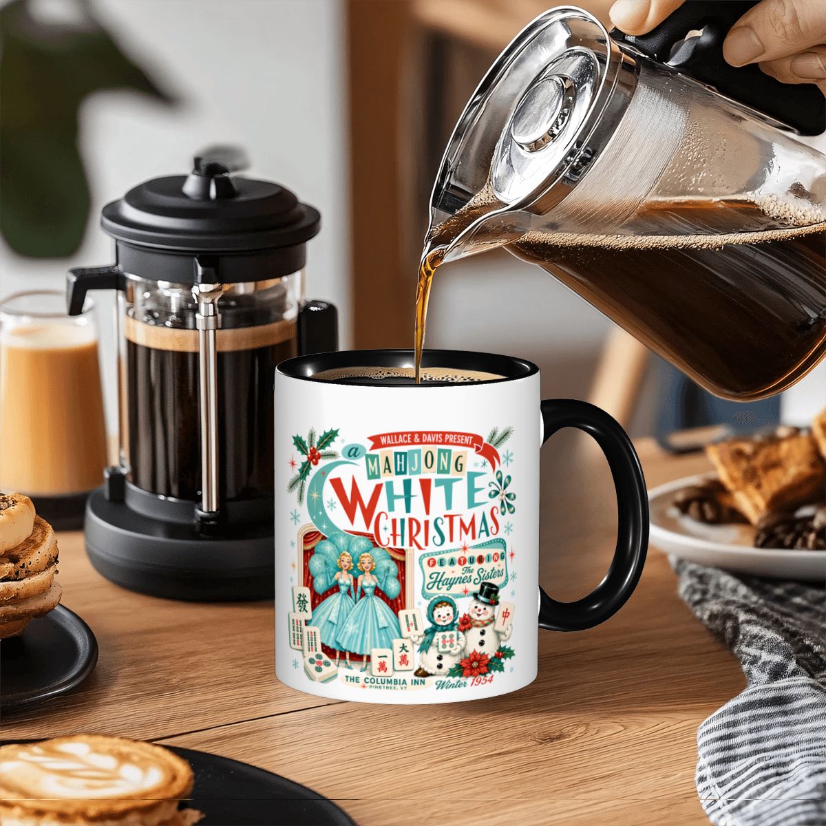 Mahjong White Christmas Nostalgic Haynes Sister Holiday Gift Mug