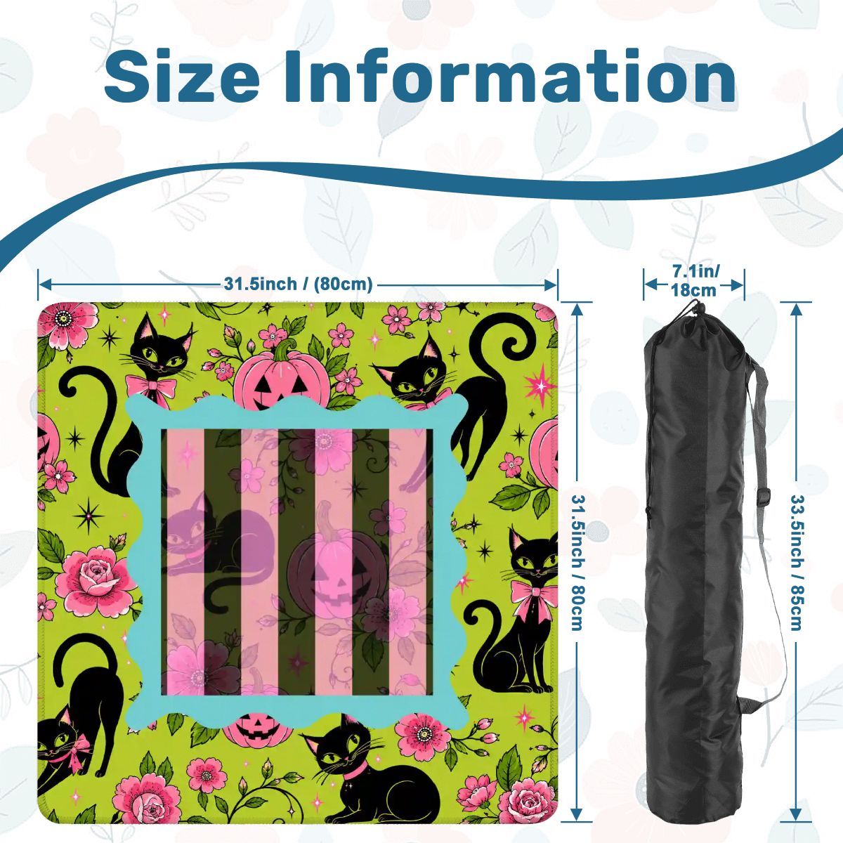 Halloween Kitty Cat Brigade Green And Pink Mahjong Mat - Splash Of Mahj And Color Co.