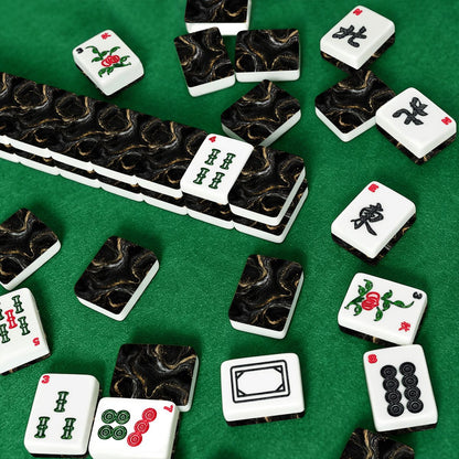 Black Gold And Silver Marbled American Mahjong Tiles And Carry Case