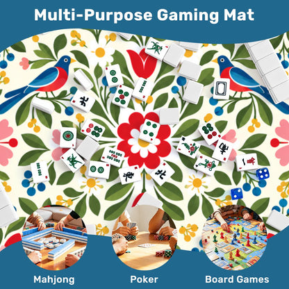 Modern Nordic Scandinavian Folk Art Mahjong Mat Sleek Surface - Splash Of Mahj And Color Co.