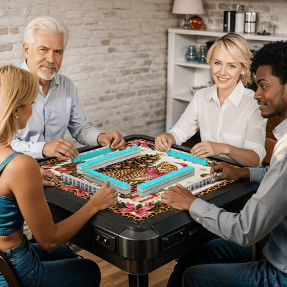 Leopard Luxe Holiday Collection Holiday Christmas Mahjong Mat - Splash Of Mahj And Color Co.