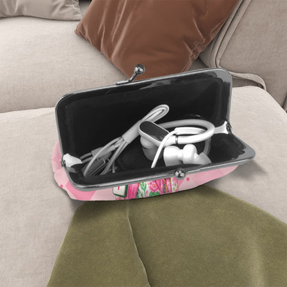 Mahjie The Mahjong Mascot Shopaholic Women's Leather Kiss Lock Coin Purse - Splash Of Mahj And Color Co.