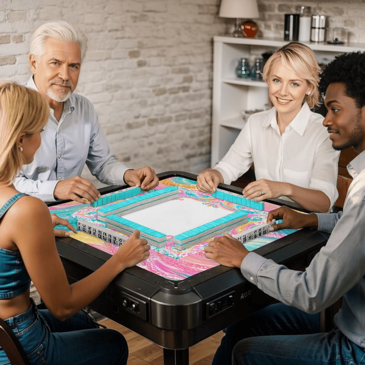 The Tide Is High Coastal Waves Pastel Preppy Mahjong Mat - Splash Of Mahj And Color Co.