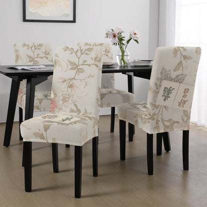 Mahjong Room Chair Covers, Watercolor Asian Design - Splash of Color Co.