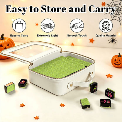 Limencello Cane Back Engraved Halloween Mahjong Tiles Gothic Dessert With Carry Case