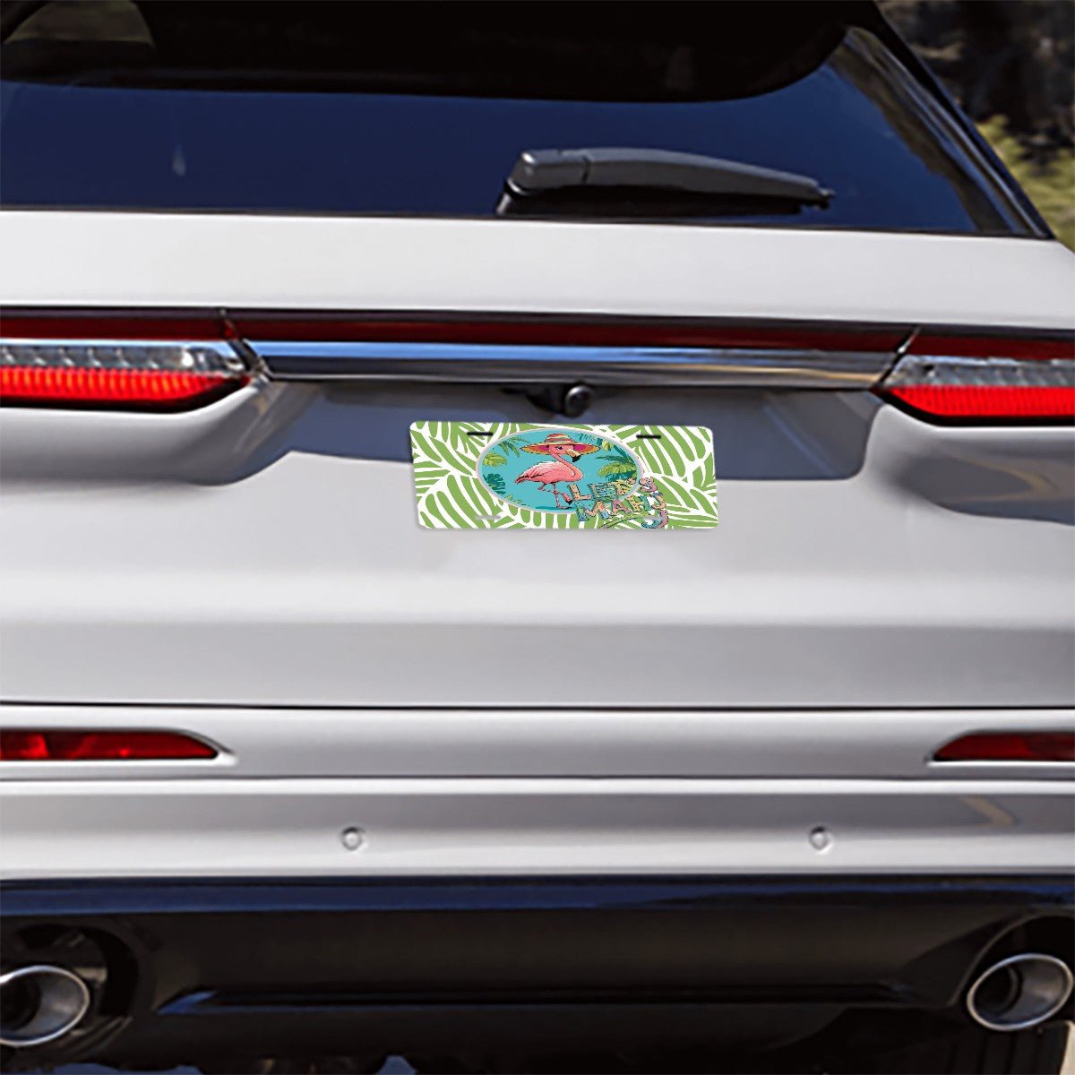 Quirky Fun Let's Mahj Flamingo License Plate - Splash of Color Co.