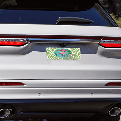 Quirky Fun Let's Mahj Flamingo License Plate - Splash of Color Co.