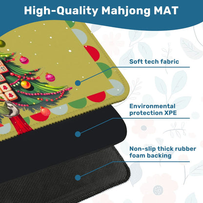 Merry Mahj Christmas Mahjong Mat Whimsical Tile Tree Nostalgic Santa Game Mat