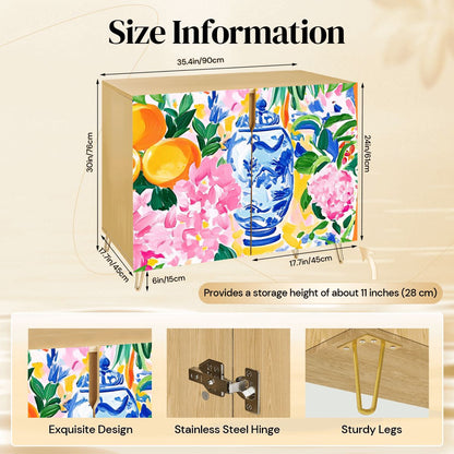 Chinoiserie Watercolor Citrus Mahjong Tiles And Accessories Sideboard Credenza - Splash Of Mahj And Color Co.