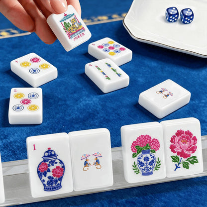 Monkey Paradise Mahjong Tiles Set (Traditional Porcelain Style) (Single Layer)