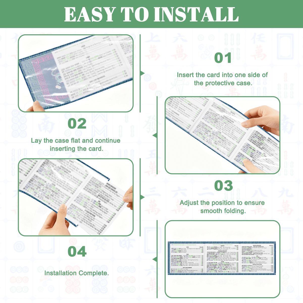 Dragon Blue 4 Mahjong Card Holder with Line Finder