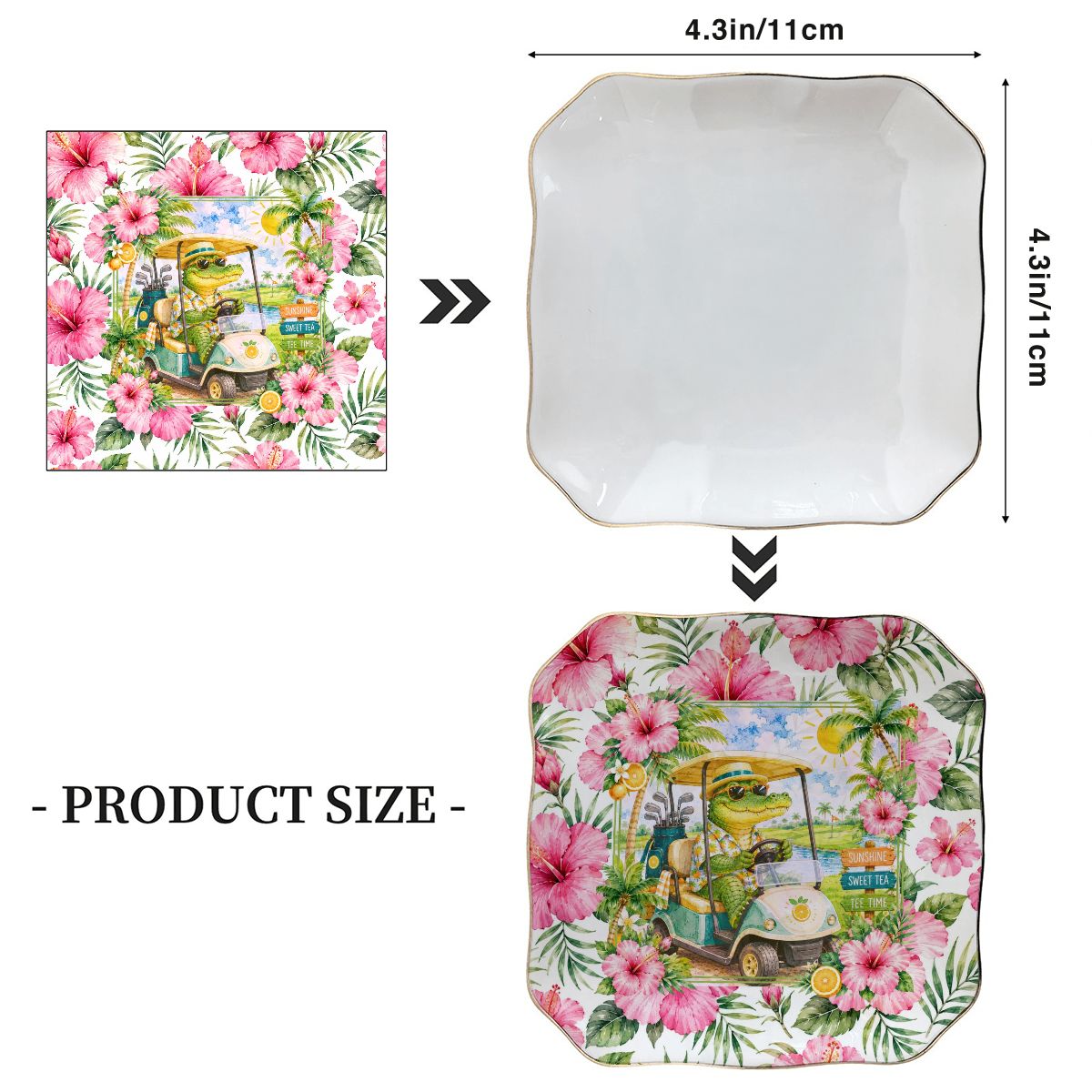 See Ya Later Alligator Scalloped Ceramic Mahjong Dice Tray