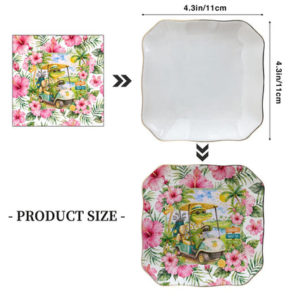 See Ya Later Alligator Scalloped Ceramic Mahjong Dice Tray