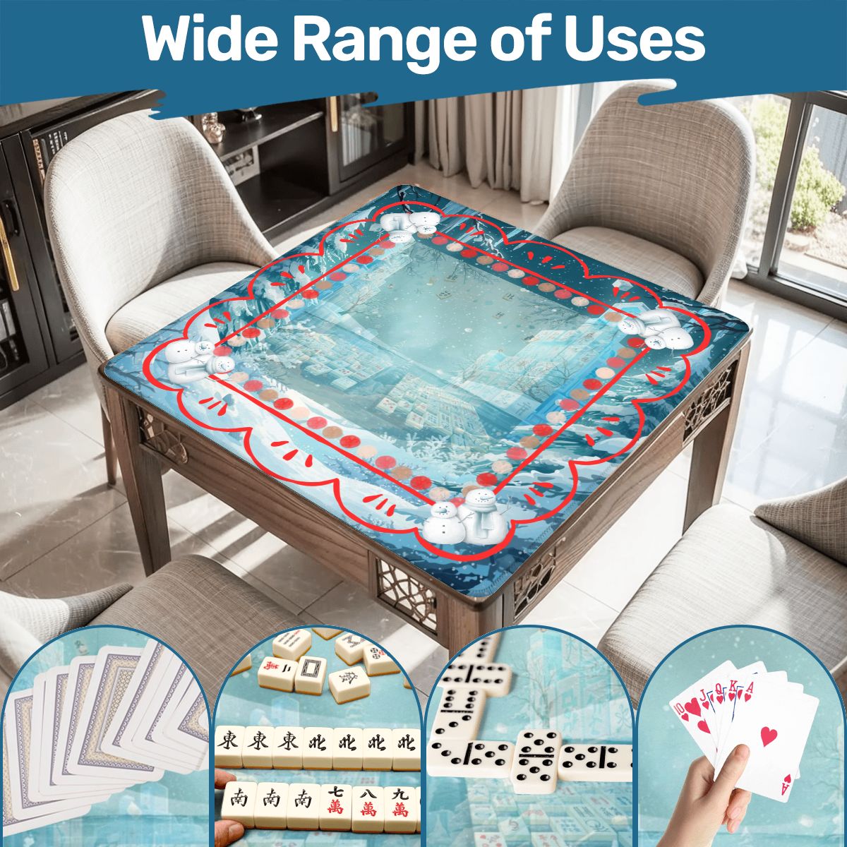 Whimsical Winter Mahjong in Moonlight, Frosty Cold Winter Night Mahj Game Night - Splash of Color Co.