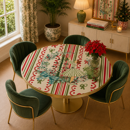 Books And Nooks Christmas Round Mahjong Mat