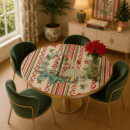 Books And Nooks Christmas Round Mahjong Mat - Splash Of Mahj And Color Co.