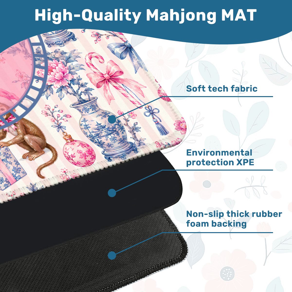 Monkey Elves Chinoiserie Holiday Mahjong Mat
