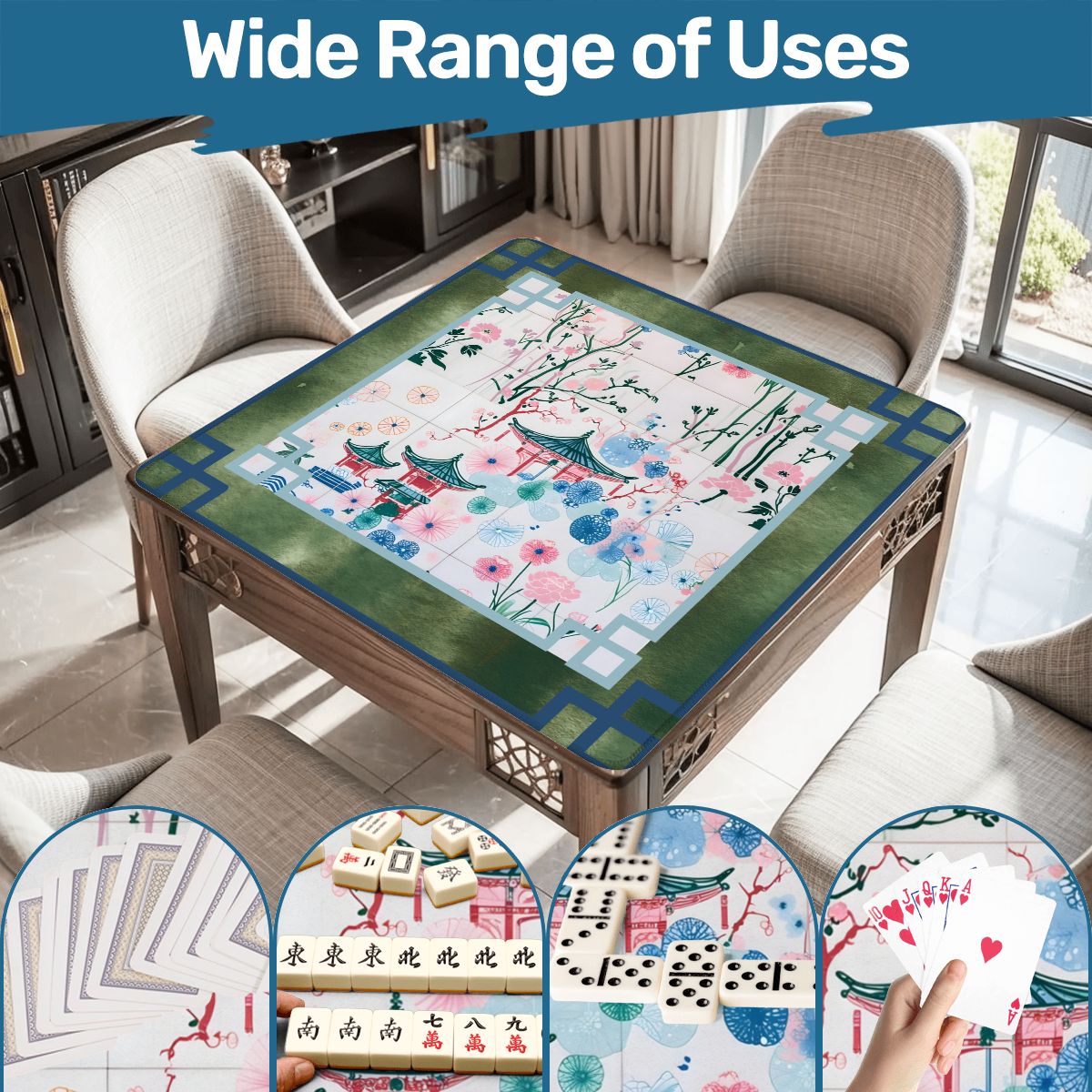 Malachite Mahjong Mat Asian Motif - Splash of Color Co.