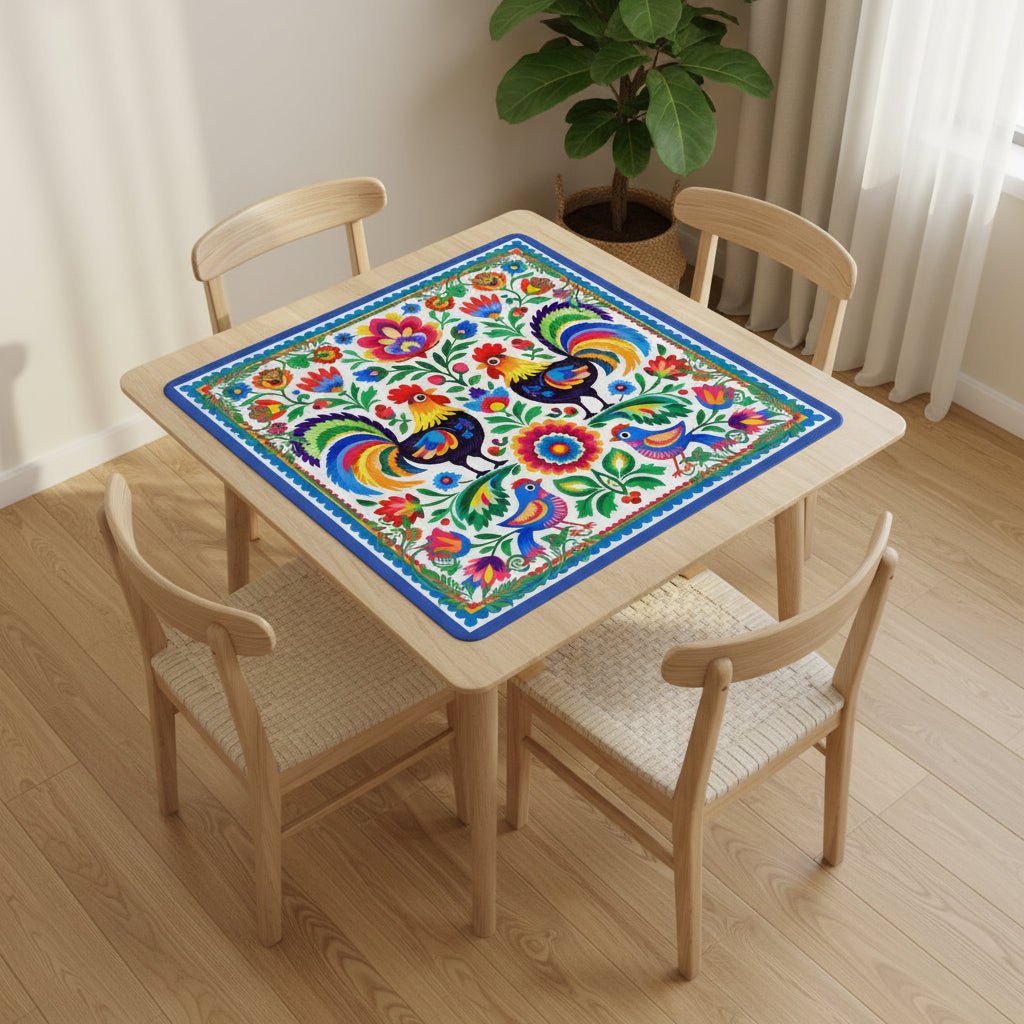 Wycinanki Polish Folk Art, Rooster Mahjong Mat - Splash of Color Co.