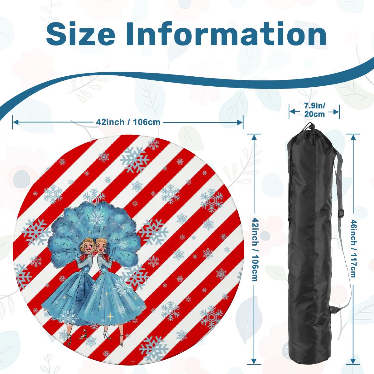 White Christmas Sister Love Candy Cane Striped Round Mahjong Mat