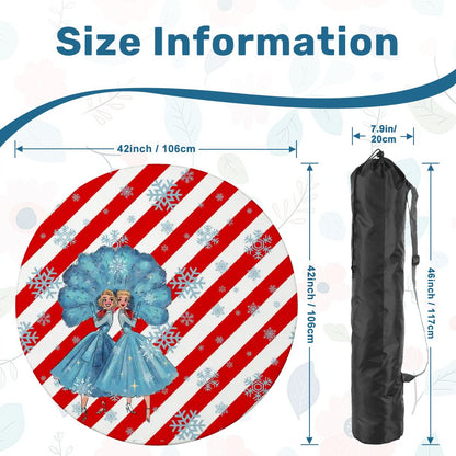 White Christmas Sister Love Candy Cane Striped Round Mahjong Mat