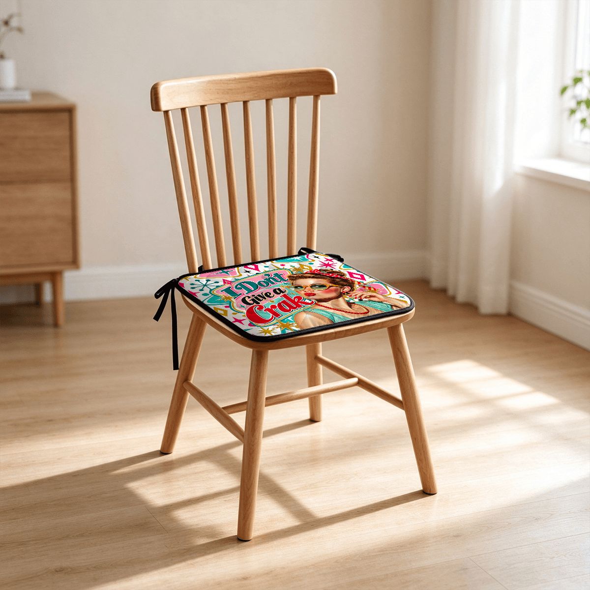 Funny Mahjong I Don't Give A Crak Quilted Chair Cushion