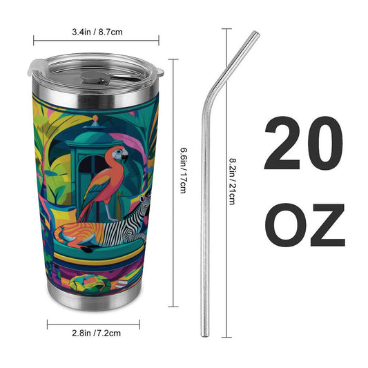 Wild Thang Jungle Print 20oz Tumbler with Lid and Straw - Splash of Color Co.