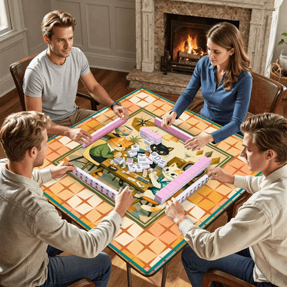 Modcentric Nostalgic Kitty Cats Modern Mahjong Mat - Splash of Color Co.